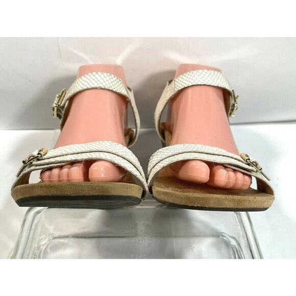 Vionic White Sandals Size 10 Laurie Wedge Ankle Strap Buckle Snake Print - Picture 3 of 12